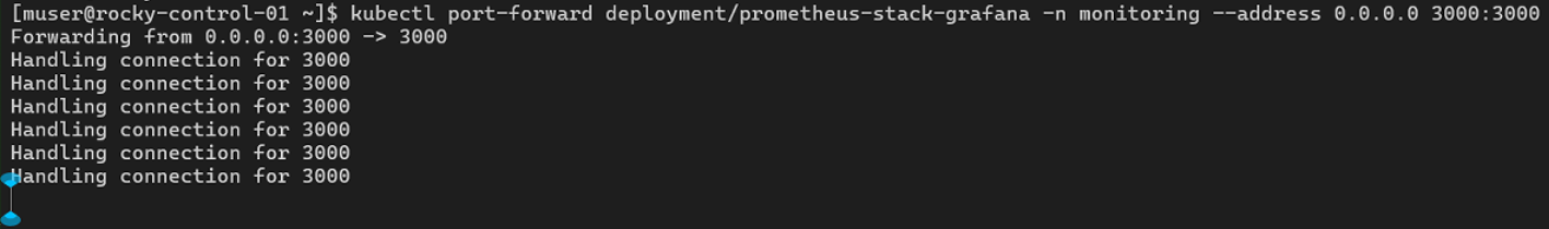 kubectl port forward running as forwarding then handling