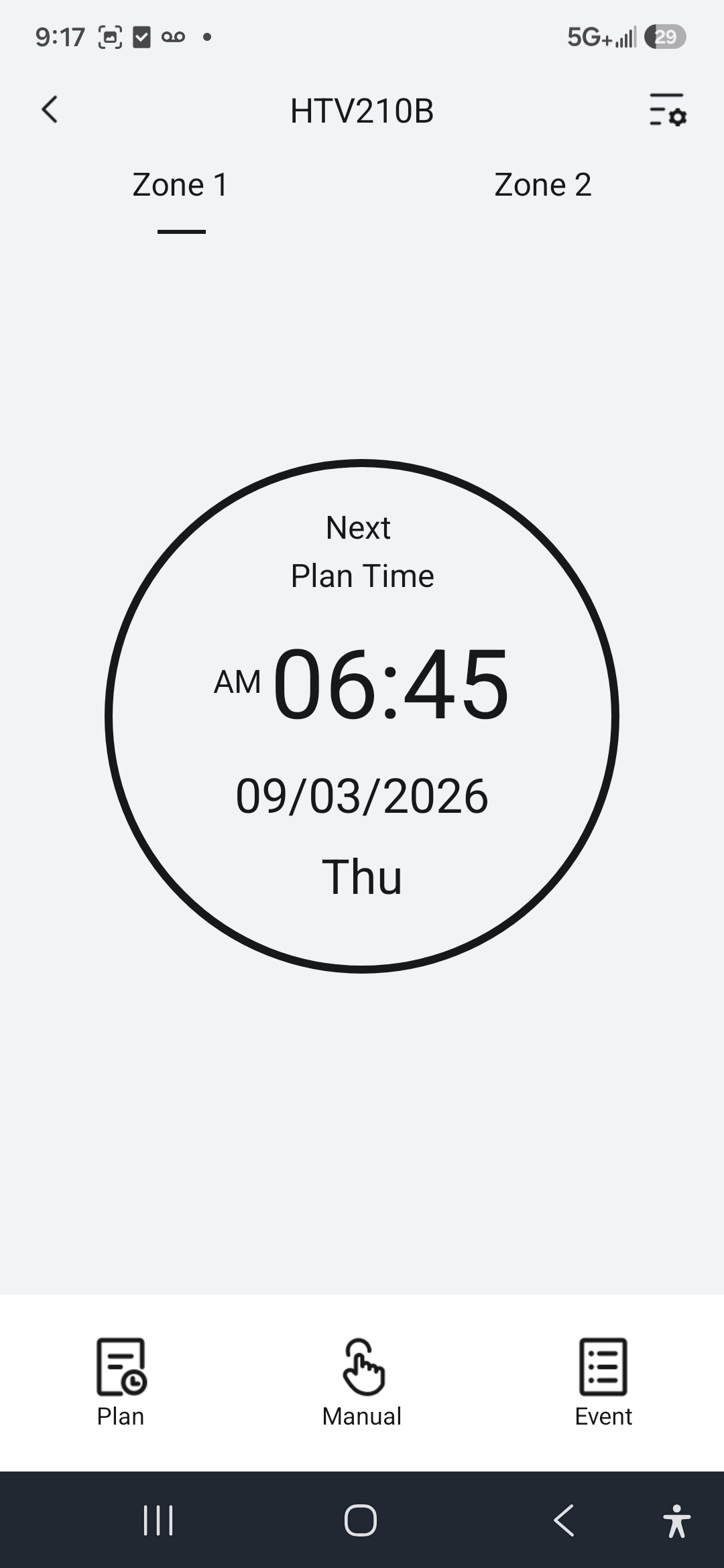 Zone Schedule Setup